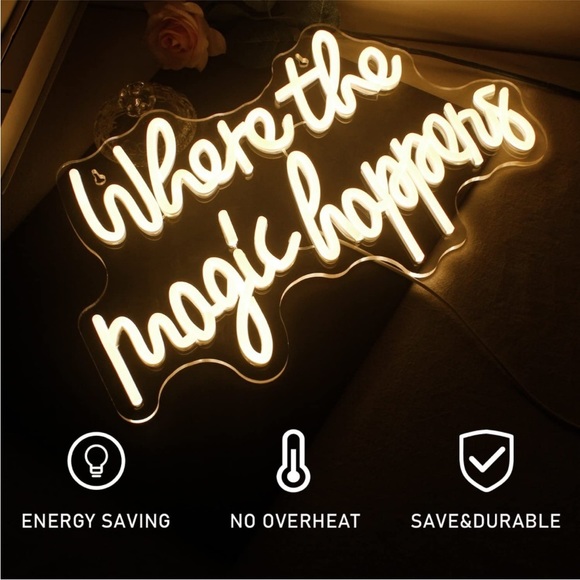 Where the Magic Happens Bedroom Home Dorm Wedding Neon Light Party LED Decor - Picture 3 of 5